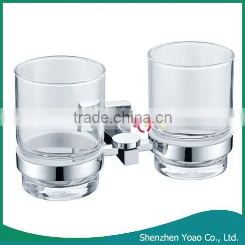 New Arrival Brass Chrome Plated Bathroom Glass Toothbrush Holder