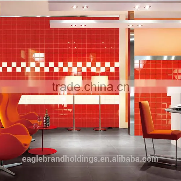 10x10 Wall Tile, Interior Indoor Red Ceramic Tiles, Glossy Glazed Cheap Tile photo-2