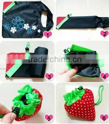 190T Polyester Foldable Strawberry Bag for Shopping photo-2