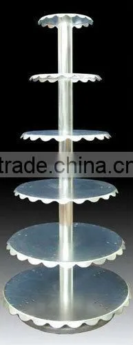 Aluminum Alloy 6 Tiers Medium Pillar Wedding Cake Stand/ Cake Display/ Customized Specification Accepted