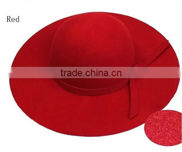 Factory Price Soft Faux Ladies Wide Brim Wool Felt Hat photo-5