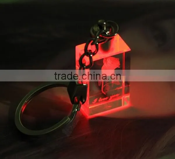 Crystal 3d Laser Led Key Ring for Wedding Gift photo-6