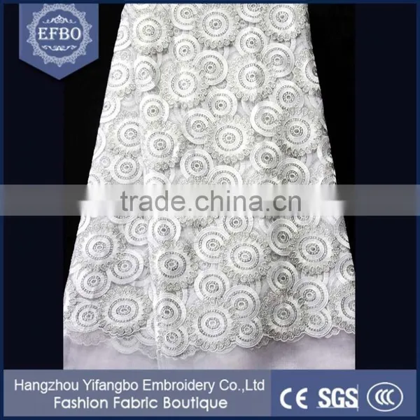 2016 Top Selling Indian Shiny Blue Lace Embroidery Fabric for Evening Dress photo-6