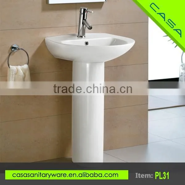 Top Sanitary Ware White Ceramic Solid Surface Freestanding Basin