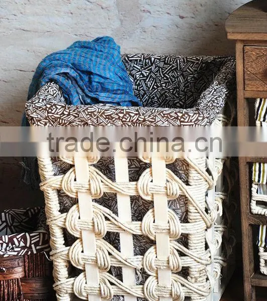 9 Hand Woven - Pastoral Style - Solid - Wooden Dirty Clothes Basket - Dirty Clothes Barrel - Storage Basket Basket photo-3