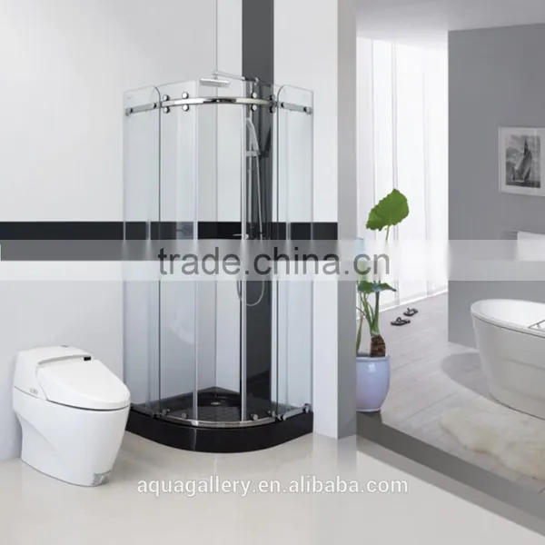 Rectangle Tempered Glass Simple Shower Room With Black Acrylic Shower Tray photo-4