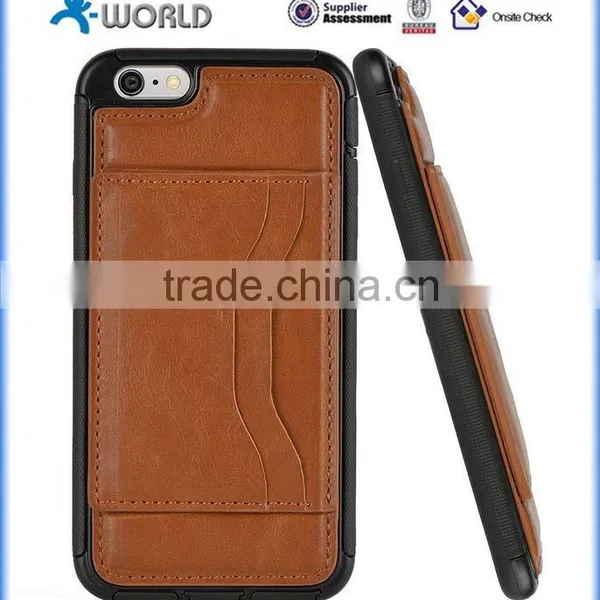 PU Leather Skin TPU Case for IPhone 6S/6 Plus With Card Slot and Stand photo-4