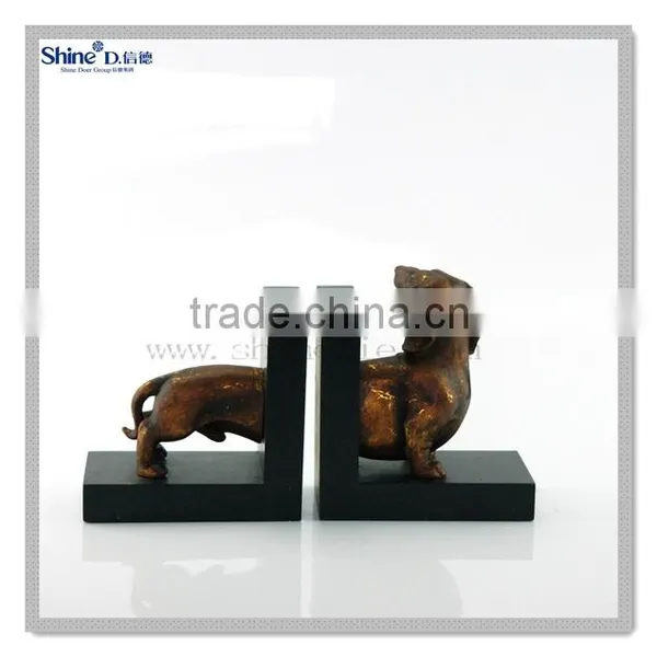 Polyresin Brass Painted Dog Bookends Decorative Bookends photo-2