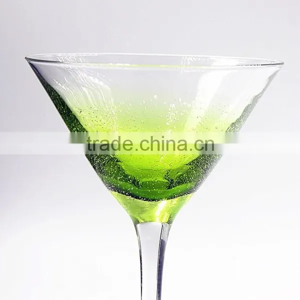 6 oz Good Quality Green Blue Martini Glass With Bubble photo-3