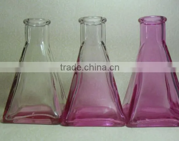 Colored Taper Shape Aroma Reed Diffuser Glass Bottle With Cork