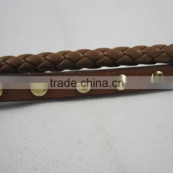 Good Quality Braid Style With PU Leather and Stud Metal Studded Belt photo-3