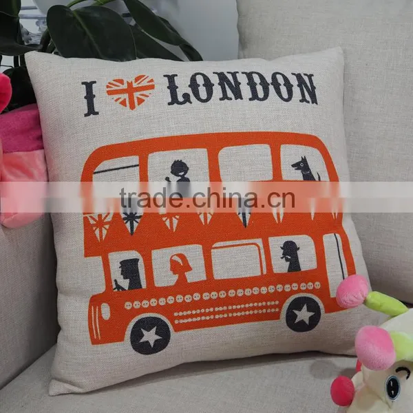 Custom Cartoon Design Printed Cushion Cover 18inch Square Linen/cotton Pillow Case photo-2