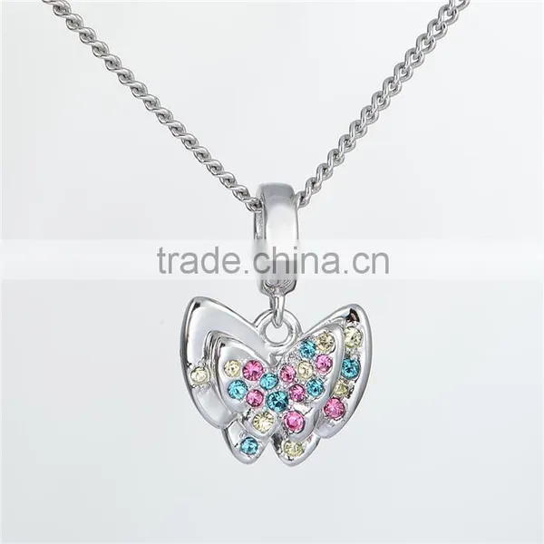 925 Silver Beads Butterfuly Animal Charms Pendant Necklace photo-2