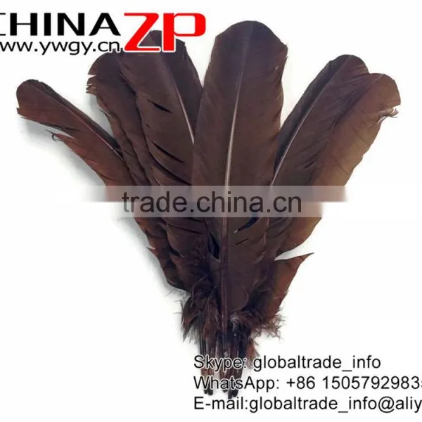 ZPDECOR Factory Wholesale in Stock Dyed Brown Solid Color Turkey Feathers for Girls photo-2