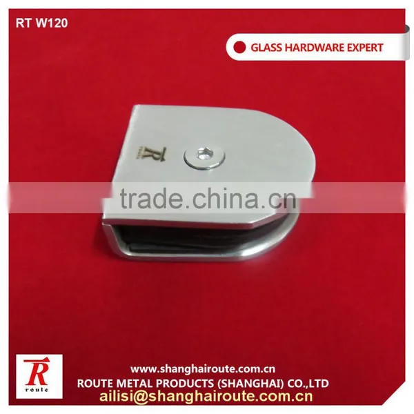 High Quality Bright Polished Flat Base D Shape Stainless Steel Tempered Glass Clamp photo-3