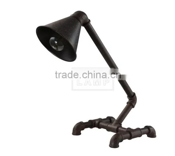Steampunk Table Lamp Water Iron Pipe Desk Light Edison Bulb Light photo-3