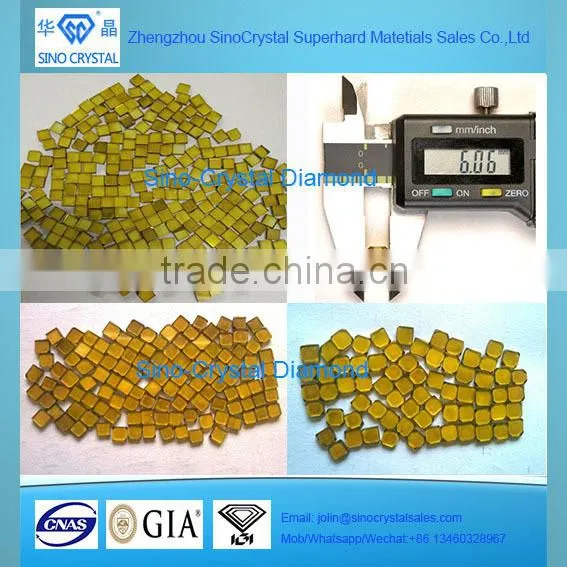 High Wear Resistance Industrial Mono Synthetic Yellow HPHT Diamond Plate (100) Orientation