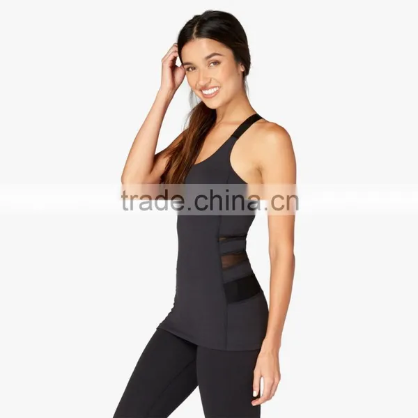 Adjustable Elastic Straps Triple Mesh Blank Tank Top Women photo-3