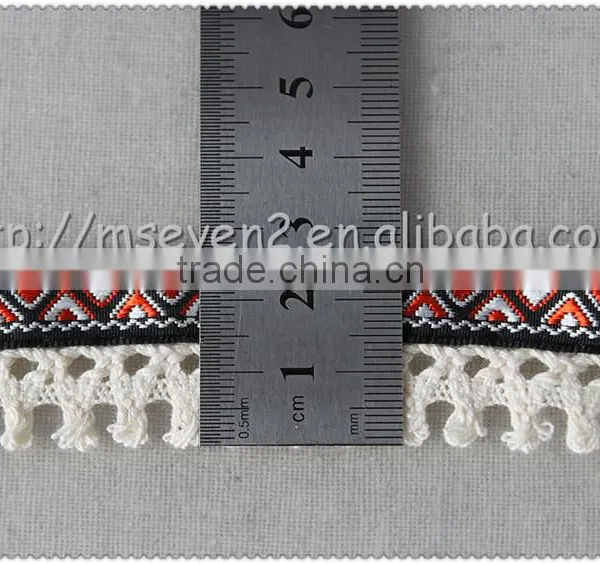 Hot Selling Elegant Jacquard Cotton Tassel Trim, Chemical Cord Trim With Jacquard Fringe for Clothes photo-2