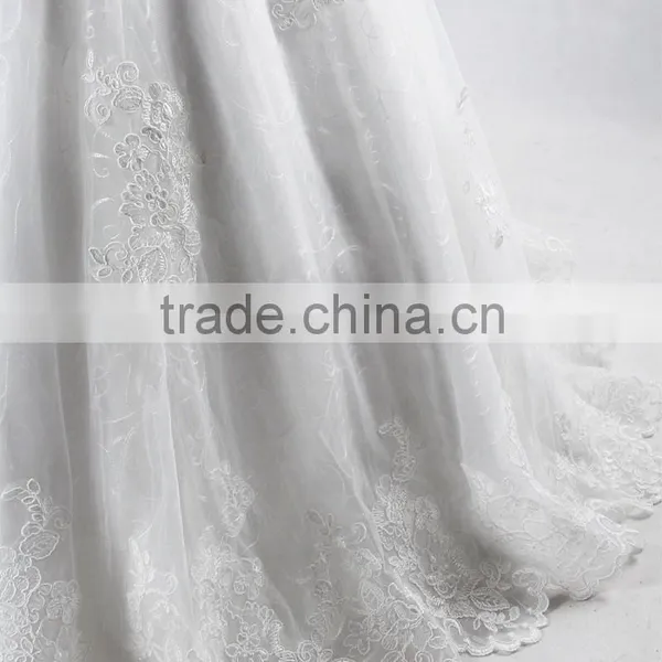 RSW928 Cap Sleeves Illusion Neckline See Through Back Lace Wedding Dresses Mermaid With Detachable Train photo-4