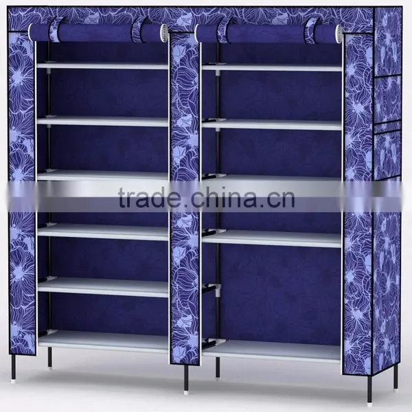 10 TIER CANVAS FABRIC SHOES RACK SHOE STORAGE CABINET RAIL ORGANISER ZIPPER STAND photo-2