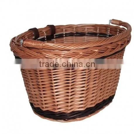 Brown Wicker Bicycle Basket With Swing Handle for Bike photo-2