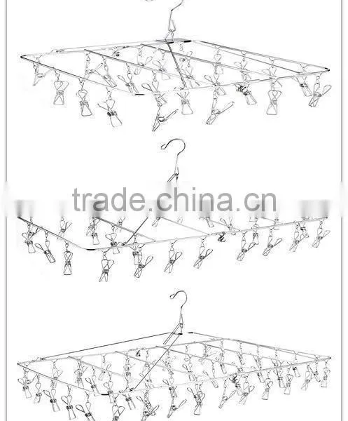 Stainless Steel Metal Clothes Hanger Socks Hanger Folding Drying Rack Hanger photo-3