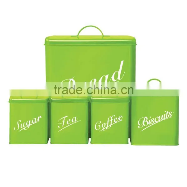 Food Grade Kitchen Square Metal Storage Canisters Set Bread Box Coffee Tea Biscuit Sugar Tin Jar photo-3