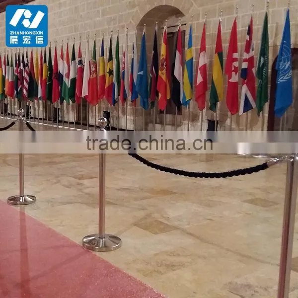 Stainless Steel U-Shape Base Stanchions and Ropes Stackable Barrier photo-2