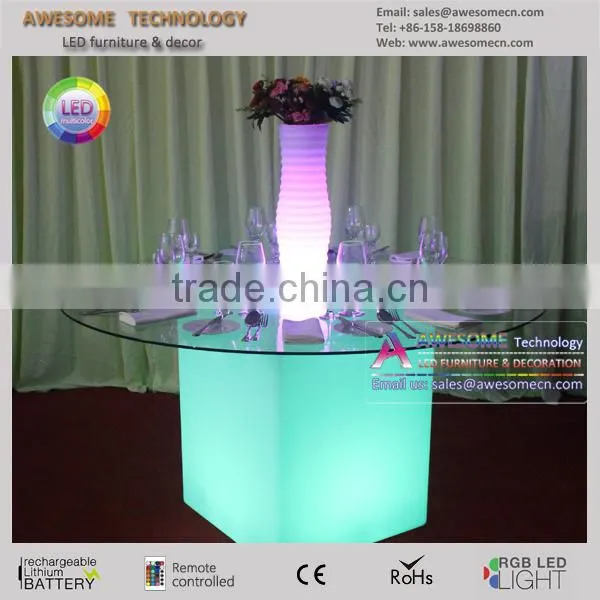Pink Acrylic Dining Table Base With Clear Top for Romantic Wedding photo-2