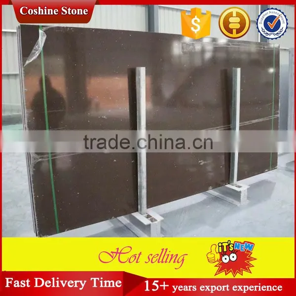 Polished Coffee Brown Artificial Quartz Stone Big Slabs photo-2