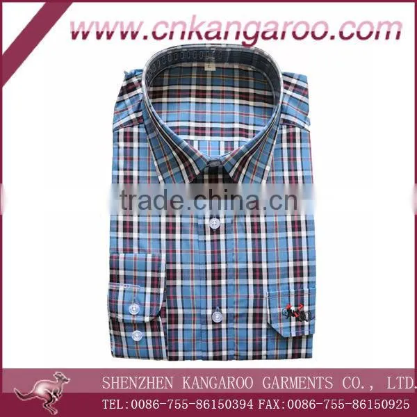 2013 Mens Fashion 100%Cotton Plaids/ Checked Long Sleeve Shirt; Mens Comfortable Fit Casual Shirt