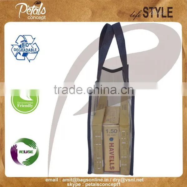 Hi Quality PVC See Through Totes With Jute Side Trimming & Handle - for Promotion photo-4