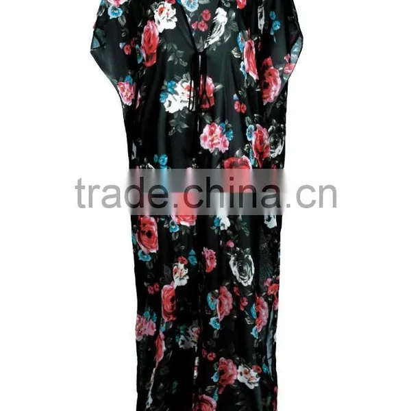 Muslim Girls Ladies European Swimwear Floral Maxi Kimono Beach Long Cover Up Dress For Sexy Mature Women photo-5