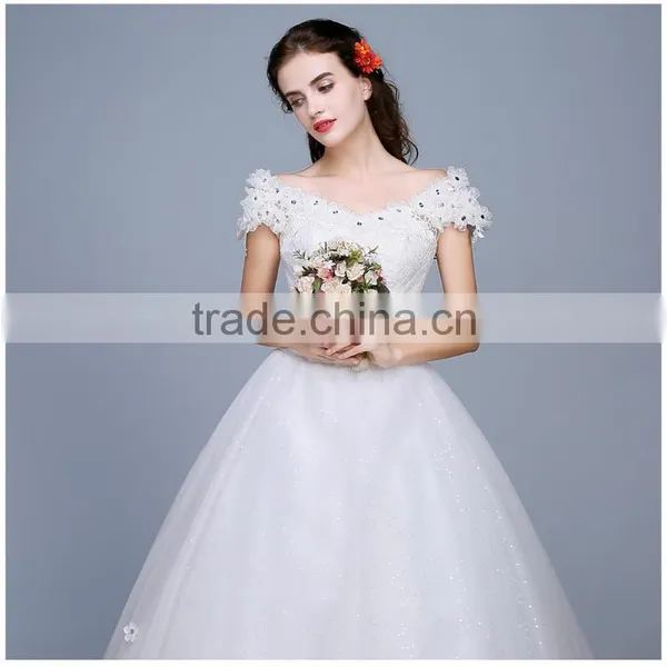MGOO Custom Made Long Tail Romantic Wedding Dress Simple Lace Up Cap Sleeves Fashion Hi Low Petticoat photo-2