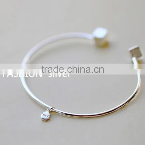 F20080N Copper Silver Plated Bracelet Hexagon Open Bracelet Lettering LOVE photo-4