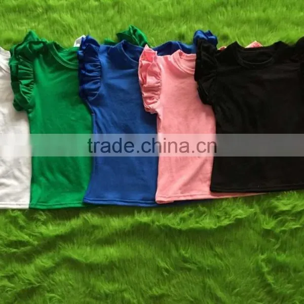 Wholesale 2017 Baby Girls Clothing Solid Color Flutter Icing Shirts Summer Hot Clothes Children Girl