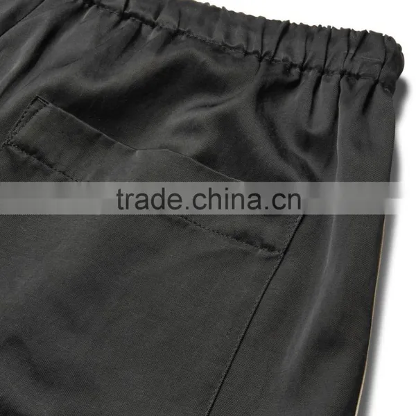 High Quality White and Black Satin Gym Training Sports Shorts for Mens photo-5