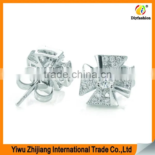 2017 New Fashion Four Leaf Clover Set Auger Inlay Zircon Platinum Plating Earrings photo-3
