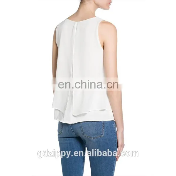 Wholesale China Women Clothing Sleeveless Double-deck Chiffon Top For Ladies 2016 photo-2