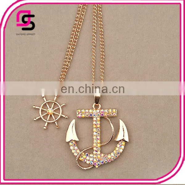 Fashion Design Boat Anchor Navy Necklace Double Sweater Chain
