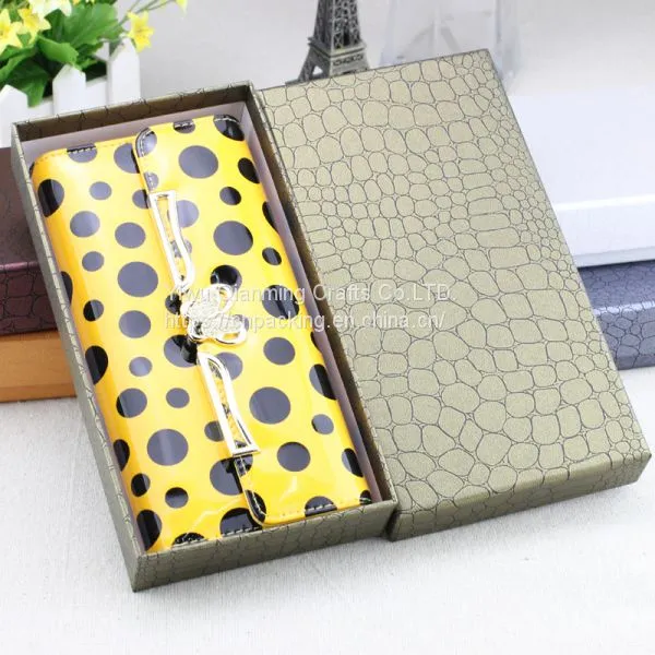 Leather Print Short Style Purse Zero Wallet Box Special Paper Cover Box Gifts Paper Package Hard Box photo-5