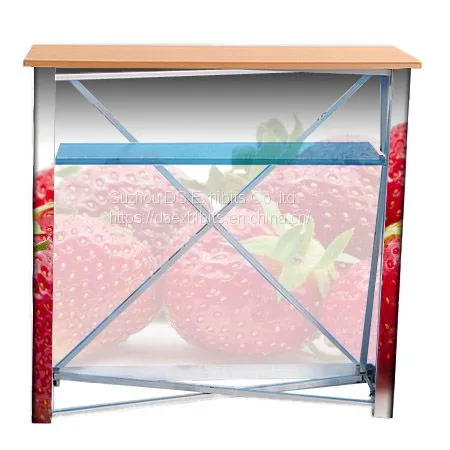 Rortable Aluminum Pop Up Booth Folding Wooden Steel Board Promotion Counter Table Design For Advertising Display photo-2