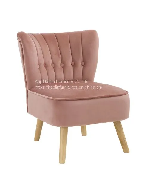 Velvet Upholstered Armless Accent Chair ,Single Leisure Chair for Living Room