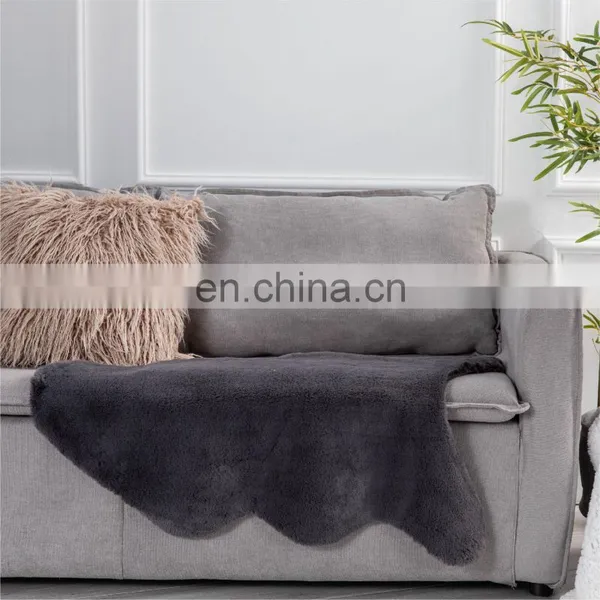 Long Fiber Plush 100% Polyester Standard White Faux Rabbit Fur Rug photo-2