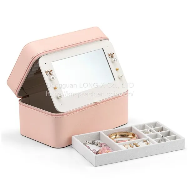 Pu Portable Makeup Case/Double Layer With Mirror Wash Skin Care Storage Cosmetic Bag photo-4