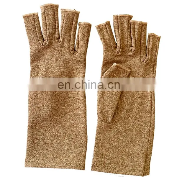 Wholesale Therapeutic Copper Joint Fingerless Pain Relief Hand Wrist Compression Arthritis Gloves photo-4