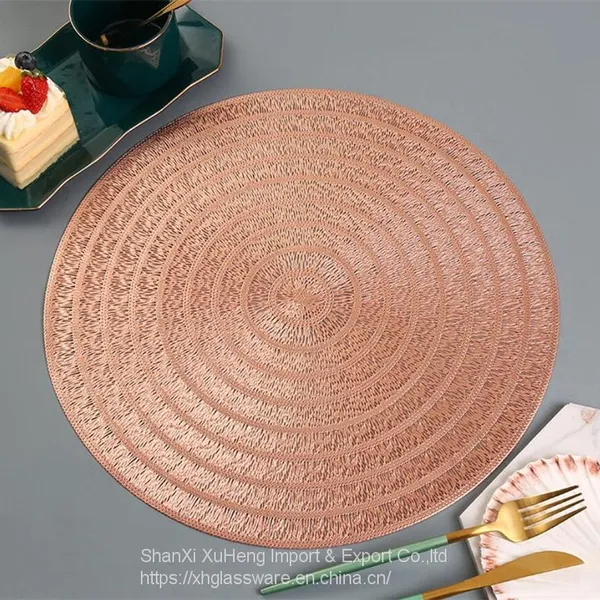 38 cm Round Shaped Rose Gold Silver Colored Non Slip Dining Table Place Mat photo-3
