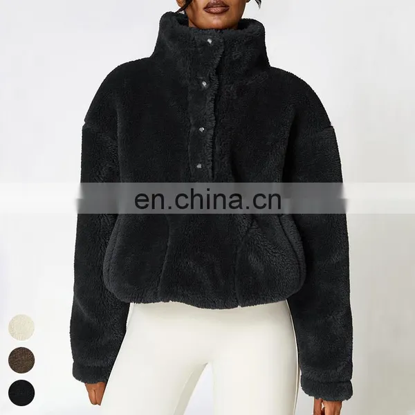 Women Windbreaker Fitness Sports Shaker Top Winter Warm Polar Fleece Breasted Drawstring Outdoor Jackets Women Yoga Jacket photo-4