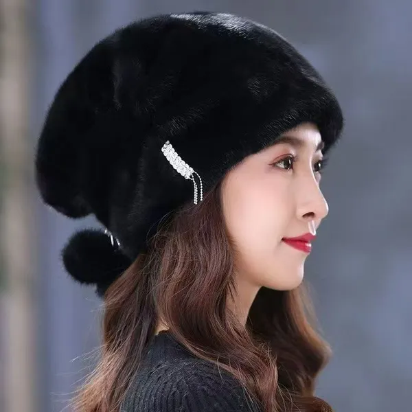 Faux Mink Fur Beret Hat photo-4